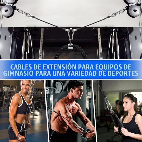 Vista 6 de TOBWOLF 2PCS Gym Extension Cable, 10/20/39in Cable Machine Attachment Heavy-Duty Steel Wire & Smooth Coating, Ideal Fitness Accessories for Lat