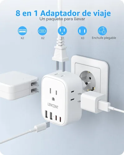 Vista 4 de LENCENT Adaptador europeo plegable del enchufe del viaje, de los E.E.U.U