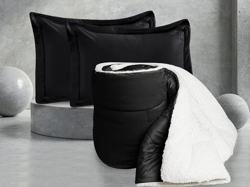 Vista 2 de Elegant Comfort Juego de edredón sherpa ultra afelpado de 2 piezas, color sólido y reverso esponjoso, apto para todas las estaciones, peso pesado