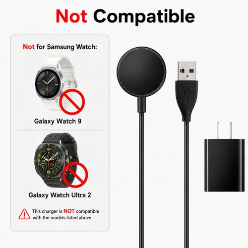 Vista 3 de Cargador de reloj Samsung de 10 pies de largo compatible con Samsung Galaxy Watch 8/8 Classic/7/6/Ultra, 6 Classic, 5/5 Pro/4/4 Classic/3/Active