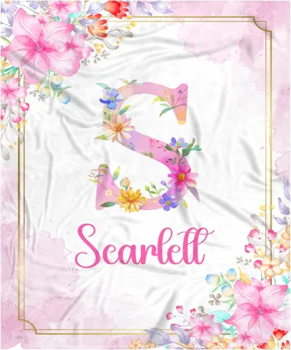 Vista 70 de Manta de bebé personalizada para niñas y niños pequeños, recién nacidos, regalos personalizados de vaca floral con nombre y texto, 40 x 30 pulgadas