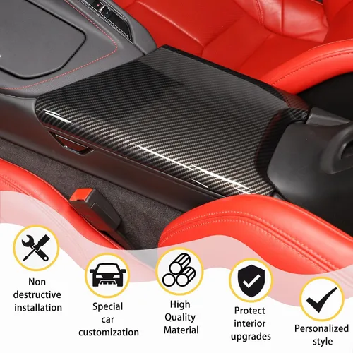 Vista 4 de CHEAYAR Cubierta de Caja de Reposabrazos Central del Interior del Automóvil Cubierta Protectora de Caja de Consola Compatible con Chevrolet Corvette