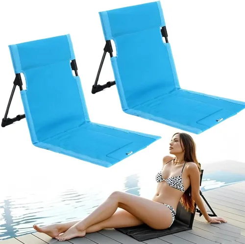 Vista 10 de 1 paquete de sillas plegables junto a la piscina, sillas abatibles portátiles para el borde de la piscina, playa, campamento, picnic, césped, Negro