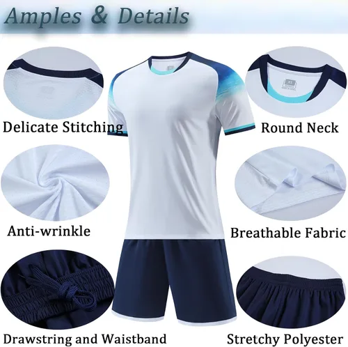 Vista 4 de Camiseta de fútbol personalizada para niños y hombres, camiseta de fútbol personalizada para jóvenes y niñas, uniformes de fútbol para hombres