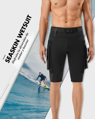 Vista 3 de Seaskin Pantalones cortos de buceo de 0.098 in para hombre con bolsillo