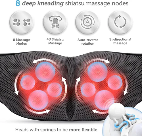 Vista 5 de COMFIER Masajeador de cuello Shiatsu y almohada de masaje