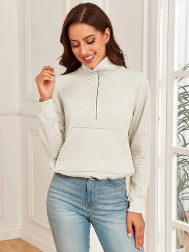 Vista 4 de SENFURE Sudaderas con capucha para mujer, manga larga, cuello alto, camisetas atléticas