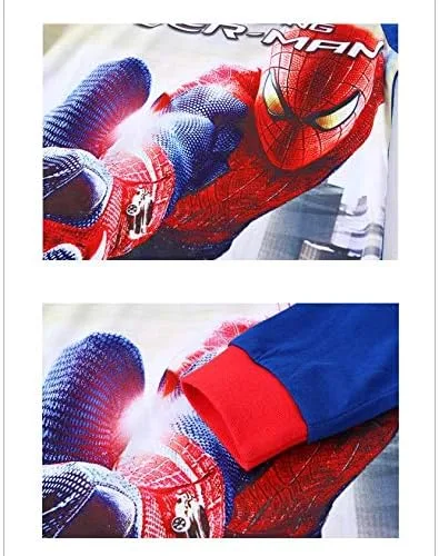 Vista 4 de Conjunto de pijama de algodón de manga larga con diseño de dinosaurio y cohete para niños pequeños