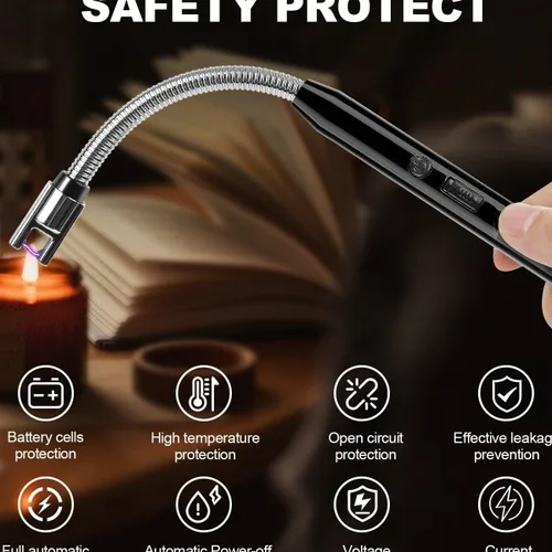 Vista 2 de Paquete de 2 encendedores eléctricos de velas – Arco de plasma recargable por USB, resistente al viento, sin llama con cuello flexible para velas