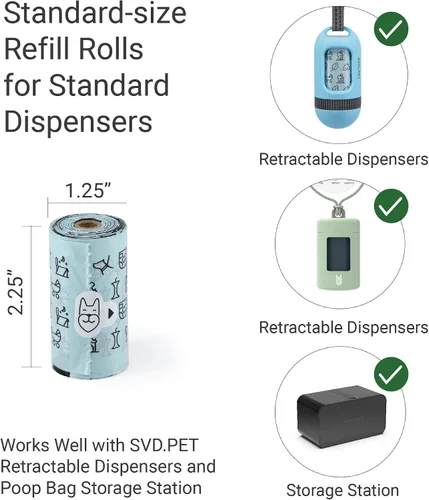 Vista 6 de SVD.PET Bolsas para excrementos de perro, 120 bolsas de caca para perros sin perfume, con soporte para bolsas de residuos, extragruesas con garantía