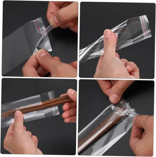 Vista 4 de VORCOOL 200 piezas de adhesivo OPP grueso autosellante transparente largo para galletas de panadería, Navidad, Halloween, fiesta, regalo decorativo
