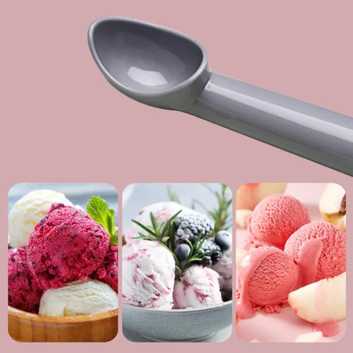 Vista 3 de Cuchara de helado duradera y resistente, cuchara de plástico anticongelante antiadherente, cuchara de helado profesional, cuchara de helado, gris, 2