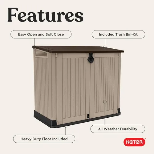 Vista 4 de Keter Store-It-Out MIDI - Cobertizo de almacenamiento de resina para exteriores, gabinete horizontal resistente a la intemperie para botes