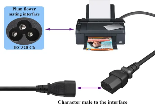 Vista 3 de Paquete de 2 cables de CA C14 a C5, 10A 125V IEC adaptador de corriente macho a hembra de 3 polos, convertidor de CA C5 a C14 para convertidor