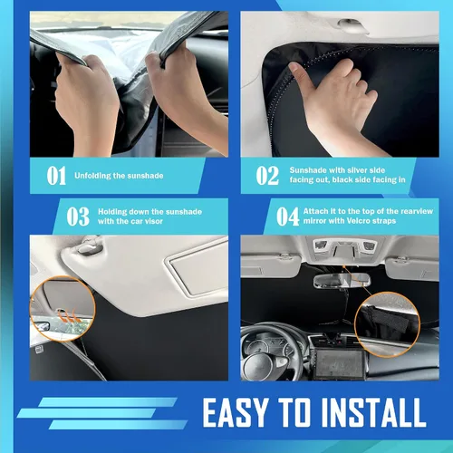 Vista 4 de Parasol para parabrisas, accesorios para parabrisas delantero, protector solar personalizado, diseño de doble capa Front Window Sun Shade