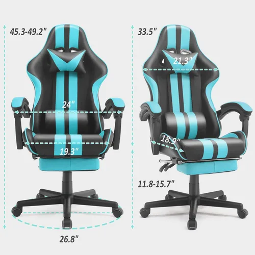 Vista 3 de Silla ergonómica de juego Miami Blue para adultos y adolescentes