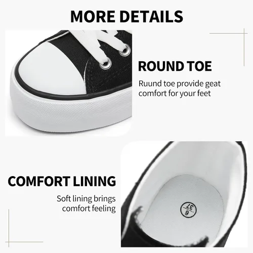 Vista 4 de Zapatos deportivos de plataforma blanca para mujer, zapatos de lona de moda para mujer
