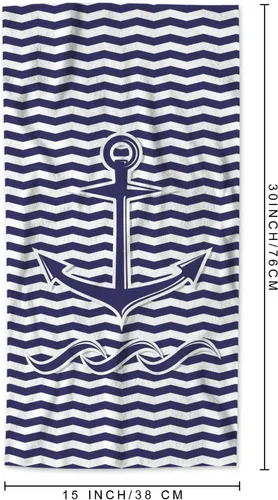 Vista 5 de AOYEGO Anchor - Toallas de mano náuticas azul marino en rayas onduladas cheurón altamente absorbentes, toallas suaves para baño, playa, cocina, spa