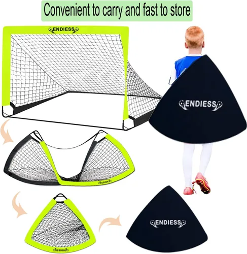 Vista 3 de Deportes niños practican porterías de fútbol, juego de red de fútbol plegable desplegable, redes de fútbol portátiles para práctica, mini porteros