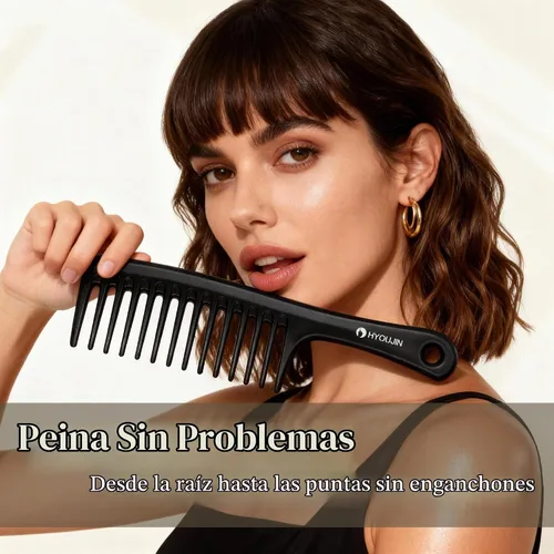 Vista 4 de HYOUJIN Large Wide Tooth Comb Detangling for Curly,Wet,Dry Hair,Black Negro
