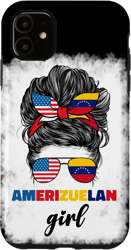 Vista 8 de iPhone 16 Half American And Venezuelan USA Venezuela Flag Girl Funda para mujer