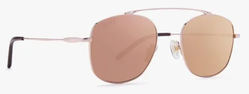 Vista 2 de DIFF Eyewear Gafas de sol Asher Rose Gold + Brown Mirror Lens para mujer, Oro Rosa