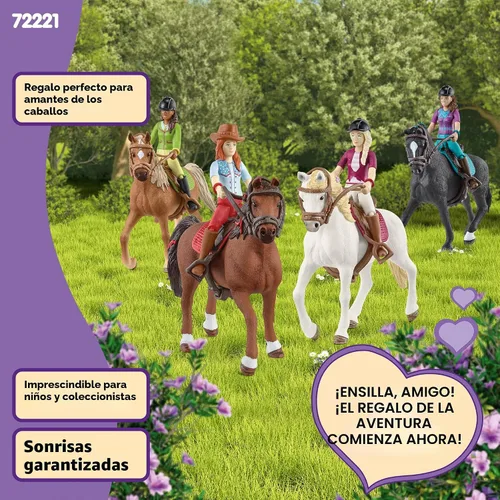 Vista 6 de Schleich Horse Club - Juego completo de figuras de juguete de 40 piezas del Horse Club Rider - Figuras articuladas de jinete de Hannah, Sofia, Lisa