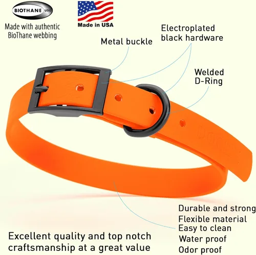 Vista 173 de Dogline Biothane - Collar impermeable para perro con hebilla de liberación rápida, resistente cincha de nailon recubierta con resistente y a prueba