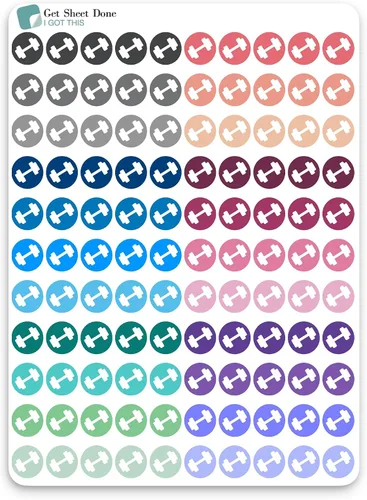 Vista 6 de Adhesivo planificador de entrenamiento, 110 calcomanías de vinilo con iconos de puntos (1/3"), recordatorio de cuidado personal para ejercicio