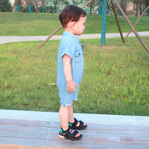 Vista 4 de YJ Back Home Baby Boy Jeans Mameluco infantil de algodón y mezclilla