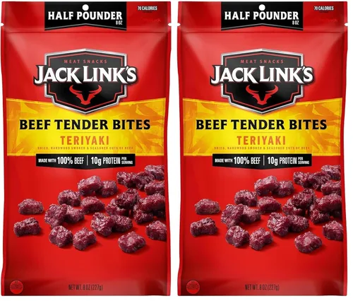 Vista 9 de Jack Link's Bocaditos Tiernos de Carne de Res, Teriyaki, Bolsa de Media Libra - Aperitivos de Proteína de Carne Sabrosos para Almuerzos, 10g