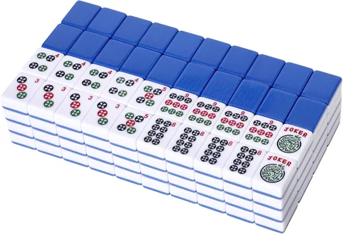 Vista 8 de American Mahjong Tile Set, 166 Blue Tiles, Bag and Mahjong Accessories, 4 All-in-One Rack/Pushers, Mahjong Set Complete Azul