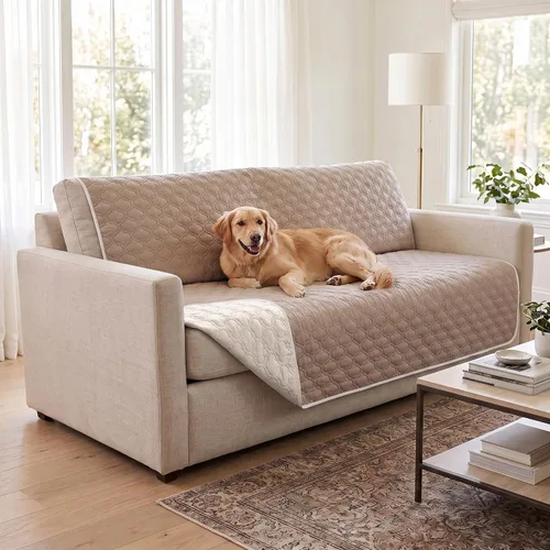 Vista 9 de Manta impermeable para cama, funda reversible para sofá de perro, protector de muebles para mascotas, lavable a máquina, tamaño King