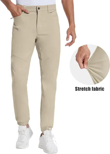Vista 2 de PULI Pantalones deportivos de golf elásticos para hombre con 4 bolsillos, impermeables, ajustados, para senderismo, casual, viajes, trabajo