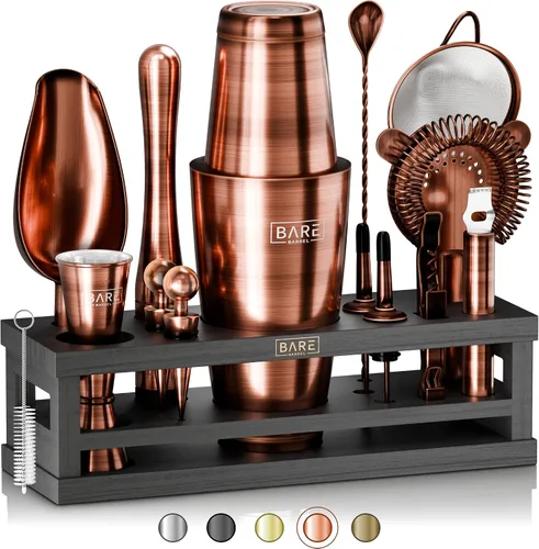Vista 14 de BARE BARREL® Kit de Barman para Mixología Juego de Herramientas de Bar Juego de Coctelera de 16 Piezas Utensilios de Mezcla de Martini