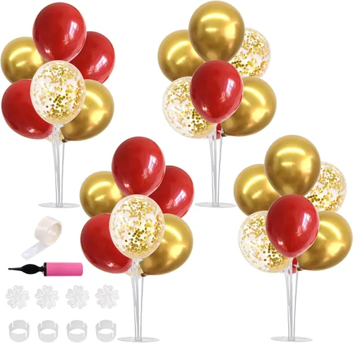 Vista 10 de TONIFUL Juego de 4 centros de mesa de globos de color negro, azul
