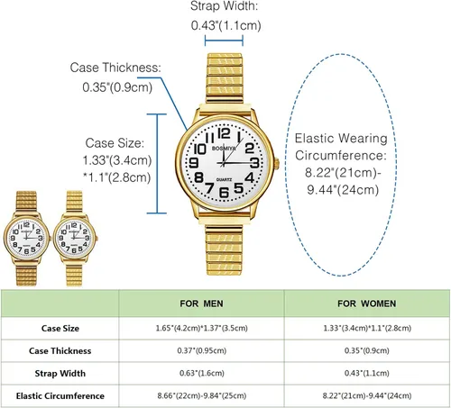 Vista 5 de Avaner Reloj de pulsera con correa elástica, reloj de pulsera para pareja, reloj de banda ultra delgado, reloj de pulsera de cuarzo analógico