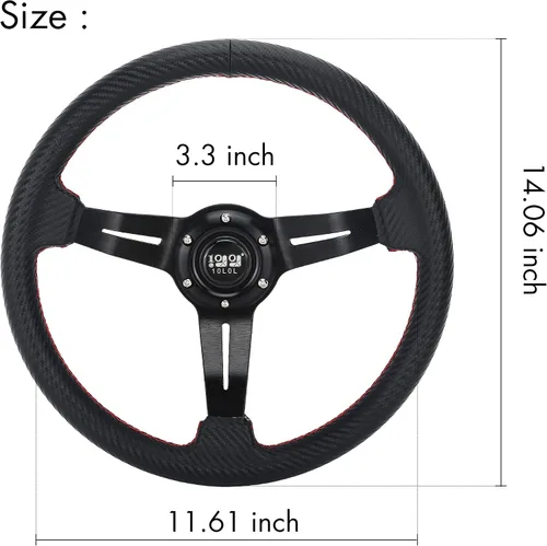 Vista 3 de 10L0L Volante de carrito de golf, diseño universal para Yamaha, EZGO RXV y TXT, Club Car DS, Club Car Precedent Tempo, la mayoría de los carritos