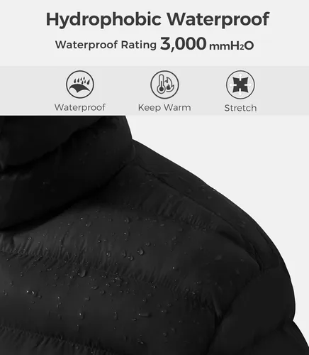 Vista 6 de Wantdo - Chaquetas de invierno ligeras para hombre, chaqueta puffer cálida, abrigo acolchado con capucha