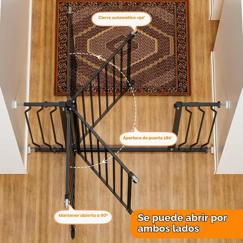 Vista 4 de Puerta para bebés de 29 a 43 pulgadas para escaleras, esenciales para la seguridad del bebé, puerta de cierre automático para puertas, puerta