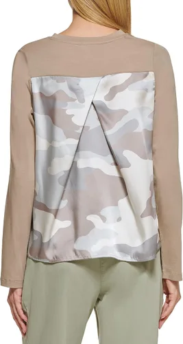 Vista 4 de DKNY Camiseta deportiva de manga larga con cuello redondo mixto para mujer