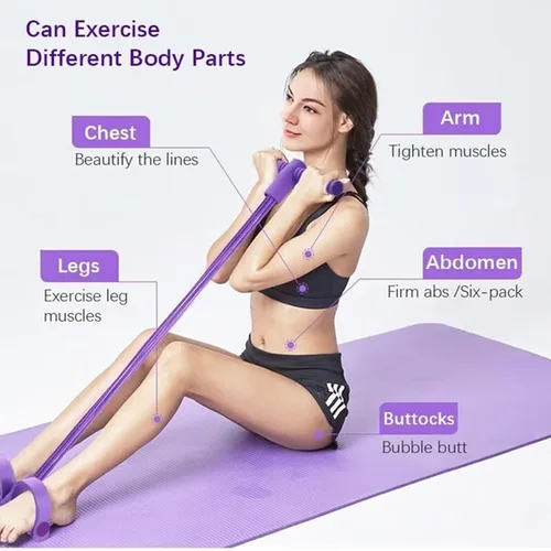 Vista 4 de 21 Bandas de Resistencia para Fitness - 6 Tubos con Pedal Extractor de Tobillo, Cuerda de Tensión Multifunción Mejorada 2025, Equipo de Gimnasio
