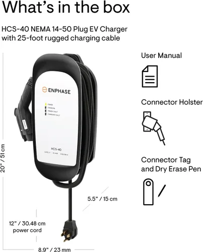 Vista 6 de ClipperCreek HCS-40P, 240V, 32A, Estación de carga de EV, con enchufe 14-50, cable de 25 pies, seguridad certificada, hecho en América