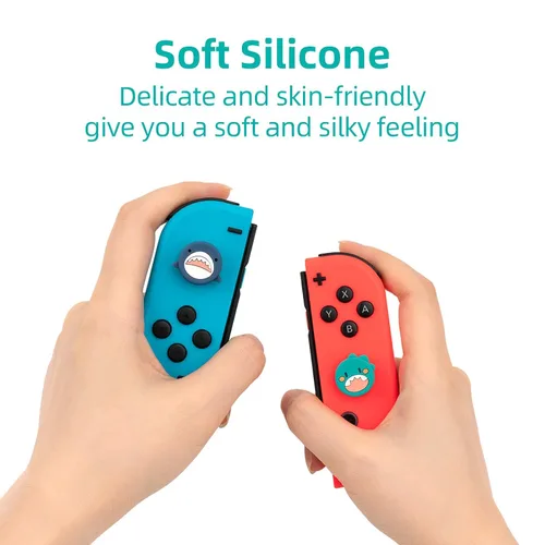 Vista 4 de GeekShare 4PCS Cute Shark Thumb Grip CapsSoft Silicone Joystick Cover Compatible with Nintendo Switch OLED Switch Lite
