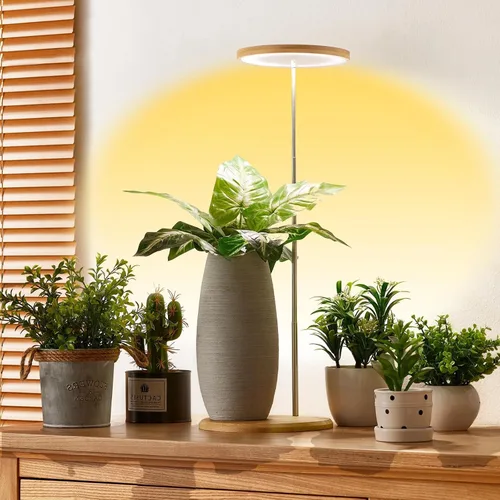 Vista 18 de yadoker 72 LEDs Luz de cultivo de plantas para plantas de interior, Luz de escritorio de aluminio con grano de madera de nogal LED, Altura