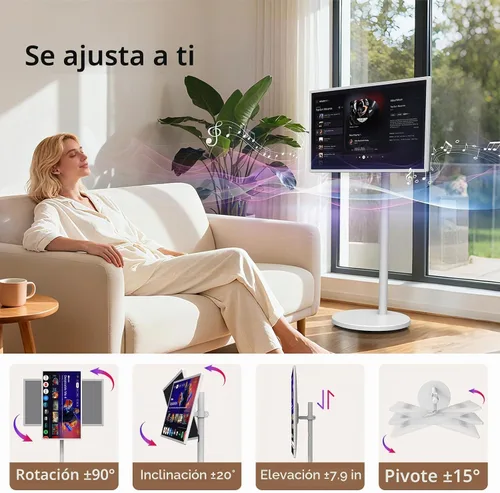 Vista 6 de HORION Google TV portátil de 32 pulgadas, 1080P FHD Rolling Smart TV