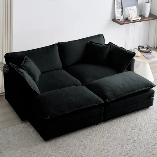Vista 31 de 76.7" Cloud Couch for Living Room, Deep Seat Loveseat Sofa, Beige Breathable Chenille, 2-Seats Couch for Apartment Small Spaces, Pocket Spring