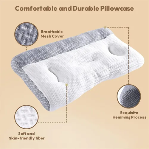 Vista 3 de Almohadas súper ergonómicas – Almohada viscoelástica para el cuello para dormir, soporte ajustable para el cuello y los hombros, almohada adecuada