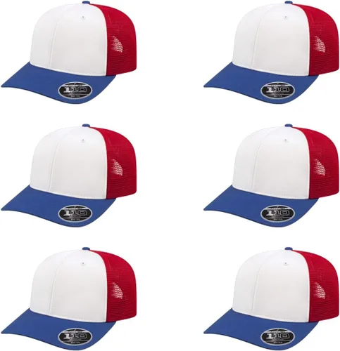 Vista 43 de Cap America i8502 Flexfit 110 Premium - Gorra de camionero de perfil medio con 6 paneles de malla trasera con protección UV y cierre ajustable