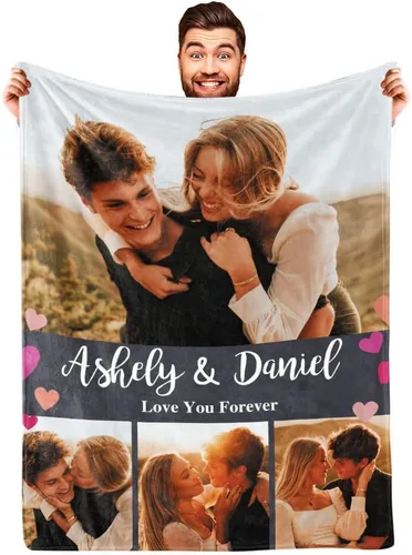 Vista 11 de DayOfShe envía al día siguiente, mantas personalizadas con fotos para regalos de novia, mantas personalizadas para esposa con imagen, manta